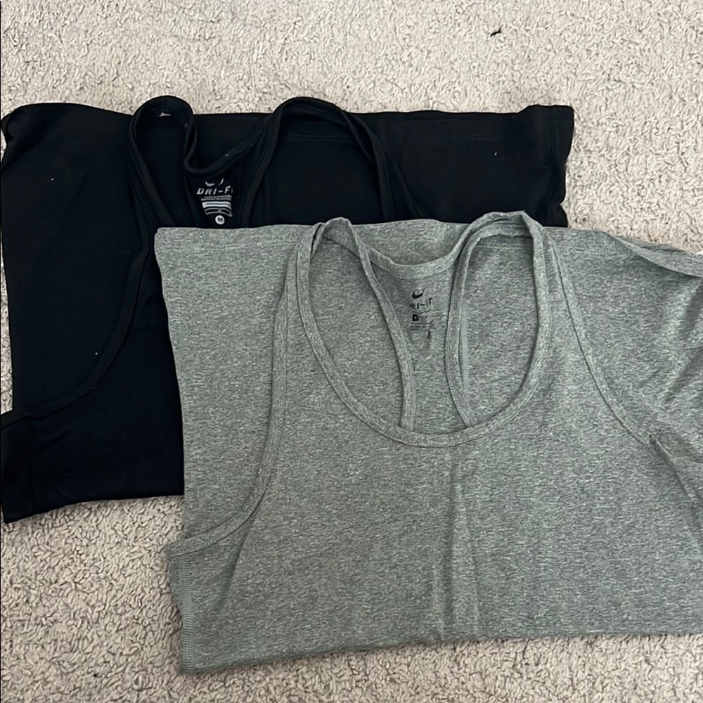 Nike Black and Gray Sleeveless Tank Tops